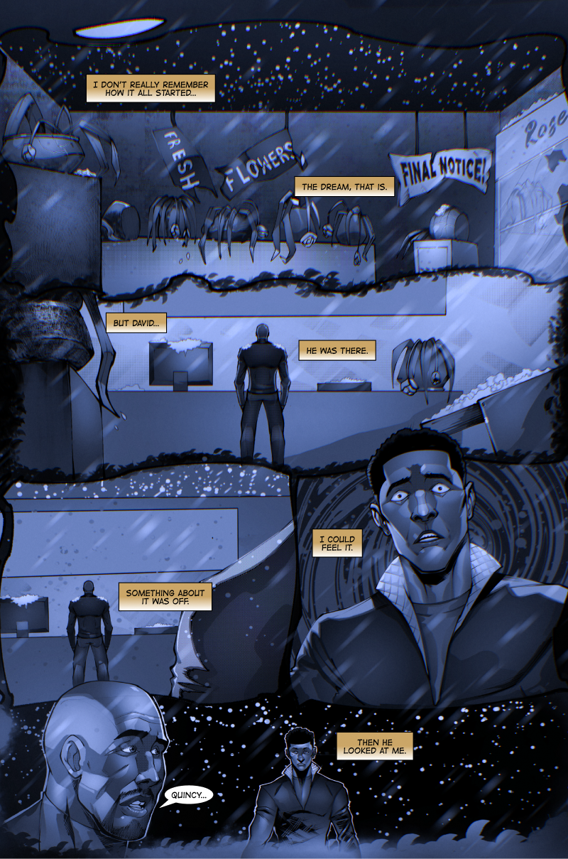 Warden interior page: Quincy dreams of Johnson Floral in the snow